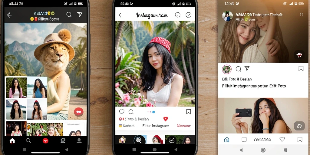 Antarmuka ASIA128 yang menawan dengan berbagai pilihan filter Instagram.