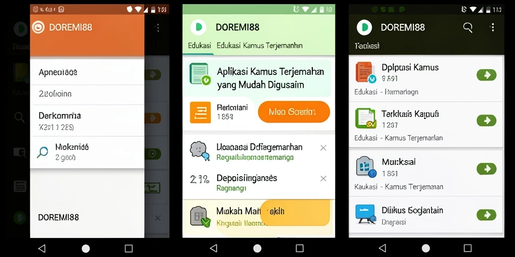 Antarmuka sederhana dari aplikasi DOREMI88 untuk Kamus Terjemahan.