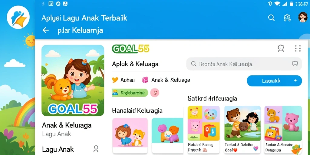 Tampilan antarmuka GOAL55 yang ceria dan ramah anak.