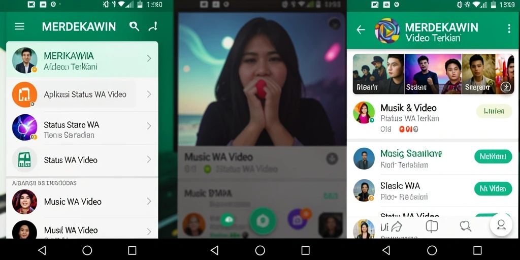 Antarmuka MERDEKAWIN untuk mengunggah Status WA Video.