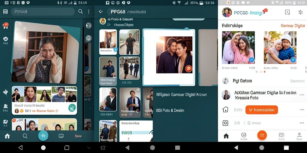 Antarmuka aplikasi PGG68 dengan fitur edit foto yang menarik.