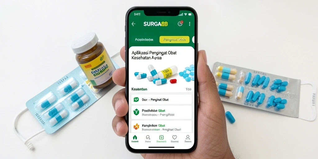 Antarmuka aplikasi SURGA88 untuk pengingat obat yang praktis.
