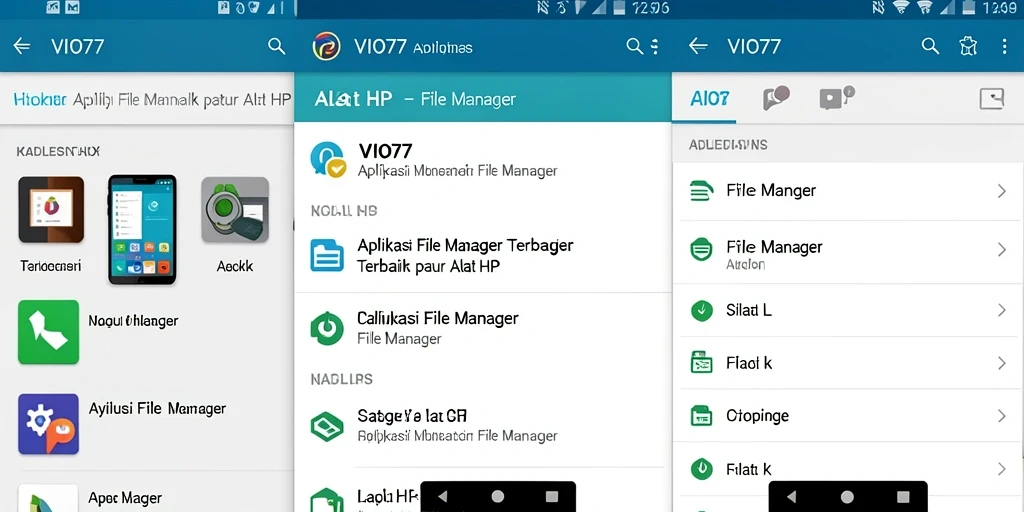 Tampilan antarmuka VIO77 menampilkan fitur unggulan aplikasi File Manager.
